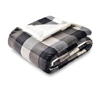 SOCHOW Coperta Plaid Matrimoniale in pile Sherpa, Coperta Plaid Doppio Strato Super Morbida Accogliente e Caldo per Divano, Letto, 150 x 200 cm Nero/Bianco
