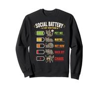 Social Battery Cat Edition Pet Me Chaos Divertente Felpa
