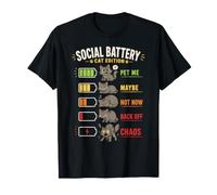 Social Battery Cat Edition Pet Me Chaos Divertente Maglietta