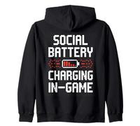 Social Battery Gamer Pixel Charging Graphic Felpa con Cappuccio