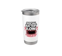 Social Battery Low Please Do Not Perceive Me Batteria Regalo Bicchiere termico in acciaio inox doppia parete