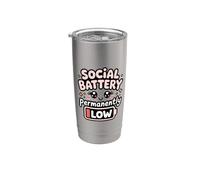 Social Battery Permanently Low Introverso prosciugato |- Bicchiere termico in acciaio inox doppia parete
