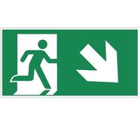 Social Crazy Adesivi e cartelli UNI EN ISO 7010 "Uomo che corre a destra, freccia 45° verso il basso" - E002 - Cartello adesivo in PVC - 148 x 297 mm - 1 pezzo