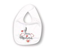 Social Crazy Bavetta Bavaglino Neonato bebè - I LOVE MAMMA - humor premaman nascita infanzia (BIANCO)