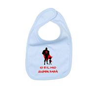 Social Crazy Bavetta Bavaglino Neonato bebè - IO E IL MIO SUPER PAPA' - humor premaman nascita infanzia (AZZURRO)