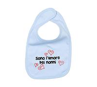 Social Crazy Bavetta Bavaglino Neonato bebè - SONO L'AMORE DEI NONNI - humor premaman nascita infanzia (AZZURRO)