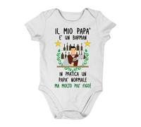 Social Crazy Body Bimbo Bimba Neonato Pigiama - PERSONALIZZABILE Barman Papà Nonno Zio Padrino - Humor Divertenti Infanzia Nascita Neonato Made in Italy (Bianco, 3 mesi)