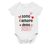 Social Crazy Body Bimbo Bimba Neonato Pigiama - Sono l’amore dello zio - Humor Divertenti Infanzia Nascita Neonato Made in Italy (Bianco, 9 mesi)