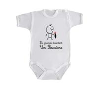 Social Crazy Body manica corta, Bimbo Biamba Neonato Pigiama - DA GRANDE DIVENTERO' UN PESCATORE - Infanzia Nasciata qualità Made in Italy (BIANCO, 3 MESI)