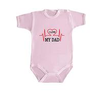 Social Crazy Body manica corta, Bimbo Biamba Neonato Pigiama - I LOVE MY DAD - Infanzia Nasciata qualità Made in Italy (ROSA, 3 MESI)