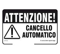 Social Crazy - Cartello Segnaletico 20X31 CM - Attenzione! Cancello Automatico - Adesivo Extra Resistente, Pannello in Forex, Pannello in Alluminio Nero
