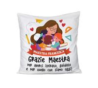 Social CRazy Cuscino + Federa personalizzata - Personalizzabile Grazie maestra per quello che siamo oggi - 50x50 cm Made in italy Cotone 100% (Federa, Bianco)