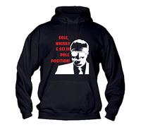 Social Crazy Felpa Uomo con Cappuccio Basic Top qualità Top - Cumenda Sole Whisky e Sei in Pole Position- Divertente Humor Made in Italy (M, Nero)