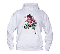 Social Crazy Felpa Uomo con Cappuccio Basic Top qualità Top vestibilità - Luffy The Legend One - Divertente Humor Made in Italy (Bianco, XL)