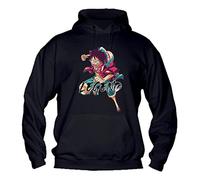 Social Crazy Felpa Uomo con Cappuccio Basic Top qualità Top vestibilità - Luffy The Legend One - Divertente Humor Made in Italy (Nero, M)