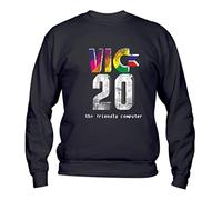 Social Crazy Felpa Uomo Girocollo Basic Top qualità Top vestibilità - Commodore Vic 20 ANTICHIZZATO Home Computer Vintage Anni 80 - Divertente Humor Made in Italy (Nero, XXL)