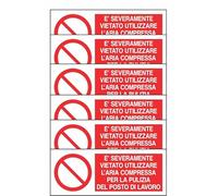 SOCIAL CRAZY GLOBAL KIT DI 6 ADESIVI UNI - È SEVERAMENTE VIETATO UTILIZZARE L'ARIA COMPRESSA- Pittogramma ISO 7010 Con Stampa Diretta U.V. (IDEALE ANCHE PER ESTERNO) (15X6 CM)