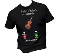 Social Crazy Maglia T-Shirt Uomo & BAMBIN - Il Mio Violino Sta chiamando. e io Devo Andare - Maglietta Super vestibilità Top qualità (M, Nera)