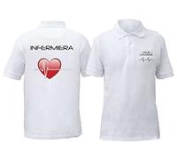 Social Crazy Polo Manica Corta Uomo Cotone Basic Super vestibilità Top qualità - Infermieri Cuore Rosso - Personalizzata con Nome (L,Bianca)