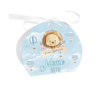 Social Crazy Scatole Portaconfetti per Battesimo Personalizzate - LEONE BIMBO - Scatoline Bomboniere battesimo con nastrino personalizzato MADE IN ITALY (Pz. 36)