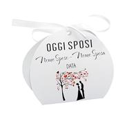 Social Crazy Scatole Portaconfetti per Matrimonio Personalizzate - OGGI SPOSI MOD 2 - Scatoline Bomboniere matrimonio con nastrino personalizzato MADE IN ITALY (Pz. 24)