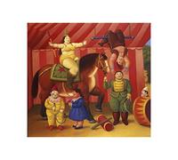 Social Crazy Stampa in Tela Canvas 100% QUALITà ITALIA - Botero - Gente del circo - effetto Dipinto Idea Regalo Casa quadro cucina stanza da letto soggiorno (60x80 cm)