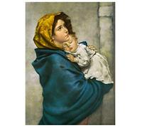 Social Crazy Stampa in Tela Canvas 100% QUALITà ITALIA - Ferrucci - La Madonna del riposo - effetto Dipinto Idea Regalo Casa quadro cucina stanza da letto soggiorno (60x81 cm)