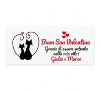 Social Crazy Striscione Buon San Valentino Gatti Personalizzato, Modello 1, Carta, 150x100 cm