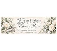 Social Crazy Striscione Nozze Argento Personalizzato 25 Anni Matrimonio, Modello 2, Carta, 150x50 cm