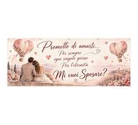 Social Crazy Striscione Proposta di Matrimonio Prometto di Amarti Personalizzato, Modello 2, Banner, 150x100 cm
