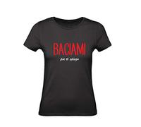 Social Crazy T-Shirt Donna Cotone Basic Super vestibilità Top qualità - Baciami Poi Ti spiego - Divertente Humor Made in Italy (M, Nera)