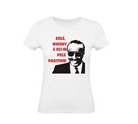 Social Crazy T-Shirt Donna Cotone Basic Super Vestibilita Top qualita - Cumenda Sole Whisky e Sei in Pole Position - Divertente Humor Made in Italy (XL, Bianco)