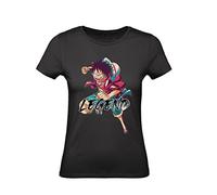 Social Crazy T-Shirt Donna Cotone Basic Super Vestibilita Top qualita - Luffy The Legend One - Divertente Humor Made in Italy (Nero, S)