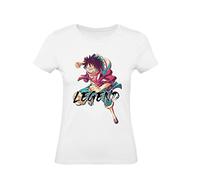 Social Crazy T-Shirt Donna Cotone Basic Super Vestibilita Top qualita - Luffy The Legend One - Divertente Humor Made in Italy (Bianco, L)