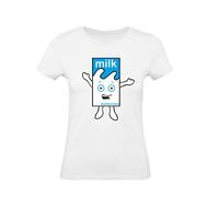 Social Crazy T-Shirt Donna Cotone Basic Super Vestibilita Top qualita - Milky Milk - Divertente Humor Made in Italy (Bianco, M)