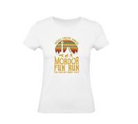 Social Crazy T-Shirt Donna Cotone Basic Super Vestibilita Top qualita - Mordor Fun Run - Humor Made in Italy (Bianco, M)