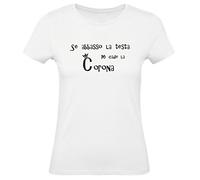 Social Crazy T-Shirt Donna Cotone Basic Super vestibilità Top qualità - Se sbaglio correggetemi con la Sambuca - Divertente Humor Made in Italy (L, Bianca)