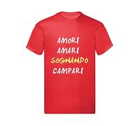 Social Crazy T-Shirt Uomo Cotone Basic Super vestibilità Top qualità - AMORI Amari Sognando Campari - Divertente Humor Made in Italy (M, Rosso)