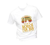 Social Crazy T-Shirt Uomo Cotone Basic Super vestibilità Top qualità - Mordor Fun Run - Divertente Humor Made in Italy (Bianca, S)