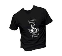 Social Crazy T-Shirt Uomo Cotone Basic Super vestibilità Top qualità - ragionier ugo Il Suo è c***, la mia è Classe - Catellani - Divertente Humor Made in Italy (L, Nera)