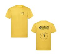 Social Crazy T-Shirt Uomo o Donna Cotone Basic Super vestibilità Top qualità - Autista soccorritore Giallo - Personalizzata con Nome (L,Gialla)