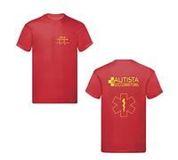 Social Crazy T-Shirt Uomo o Donna Cotone Basic Super vestibilità Top qualità - Autista soccorritore Giallo - Personalizzata con Nome (L,Rossa)