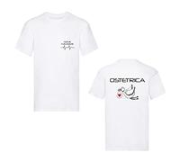 Social Crazy T-Shirt Uomo o Donna Cotone Basic Super vestibilità Top qualità - Ostetrica e Ostetrico - Personalizzata con Nome (XL,Bianca)
