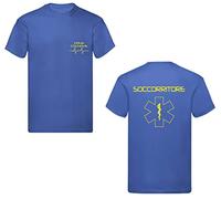 Social Crazy T-Shirt Uomo o Donna Cotone Basic Super vestibilità Top qualità - soccorritore Giallo - Personalizzata con Nome (S,Blu)