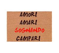 Social crazy Tappeto zerbino personalizzato - AMORI AMARI SOGNANDO CAMPARI - cocco naturale ideale per ingressi (60X40 CM)