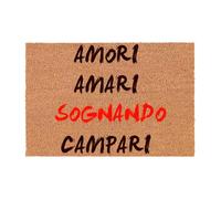Social Crazy Tappeto zerbino personalizzato - AMORI AMARI SOGNANDO CAMPARI - cocco naturale ideale per ingressi (90X60 CM)