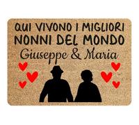 Social crazy Tappeto zerbino personalizzato - con nome Nonni Qui vivono i migliori del mondo - cocco naturale ideale per ingressi (Cocco Naturale, 60x40 cm)