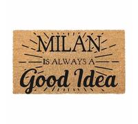 Social crazy Tappeto zerbino personalizzato - milan is always a good idea - cocco naturale ideale per ingressi (Cocco naturale, 90x60 cm)