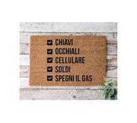 Social crazy Tappeto zerbino personalizzato - Ricordati prima di uscire - cocco naturale ideale per ingressi (Cocco Naturale, 90x60 cm)