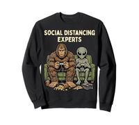 Social Distancing Experts Funny Mythical Duo Bigfoot Alien Felpa